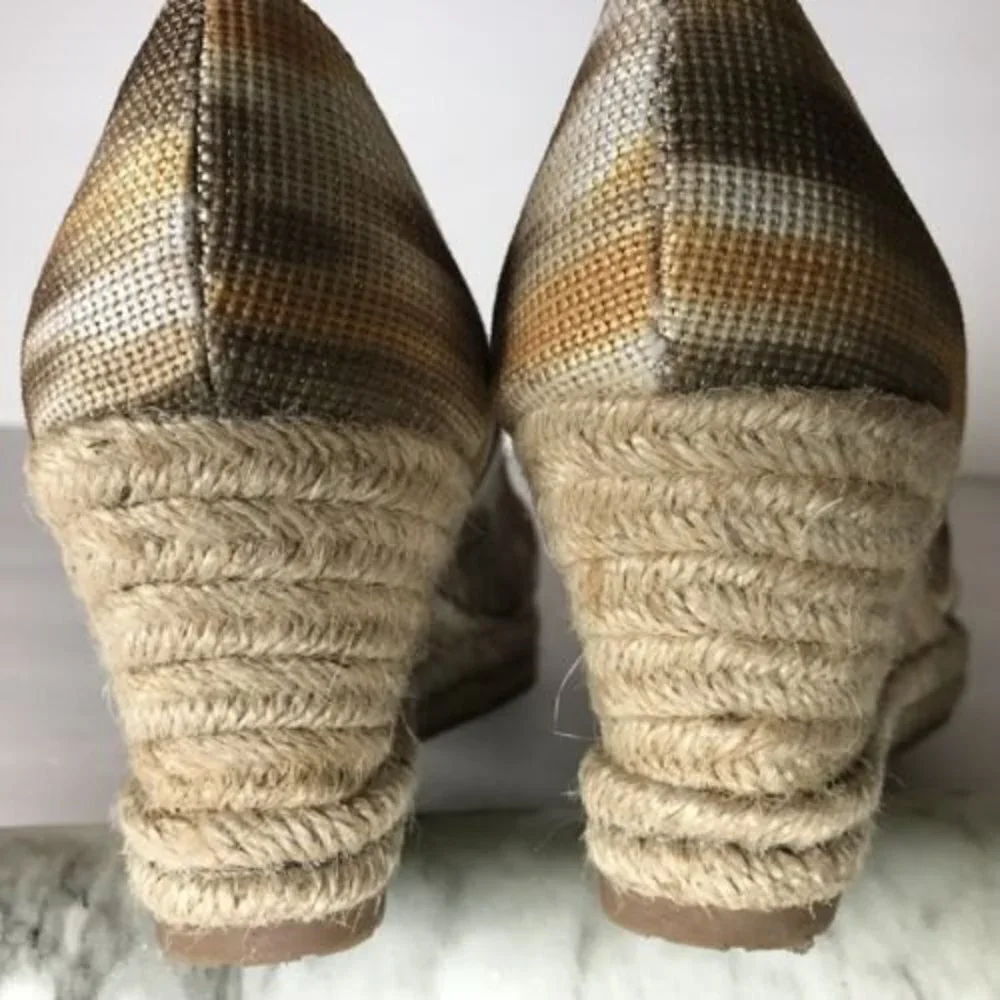 Naturalizer‎ Womens Size 8M Wedge Espadrille Shoe Peep Toe Slip On Office Buckle